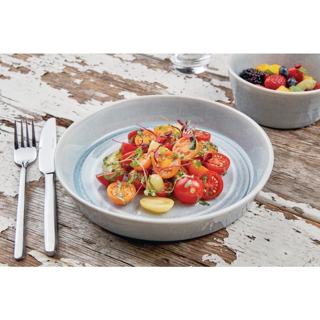 Olympia Cavolo Flat Round Bowls Ice Blue 220mm (4 Pack)