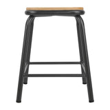Bolero Cantina Low Stools with Wooden Seat Pad Metallic Grey (4 Pack)