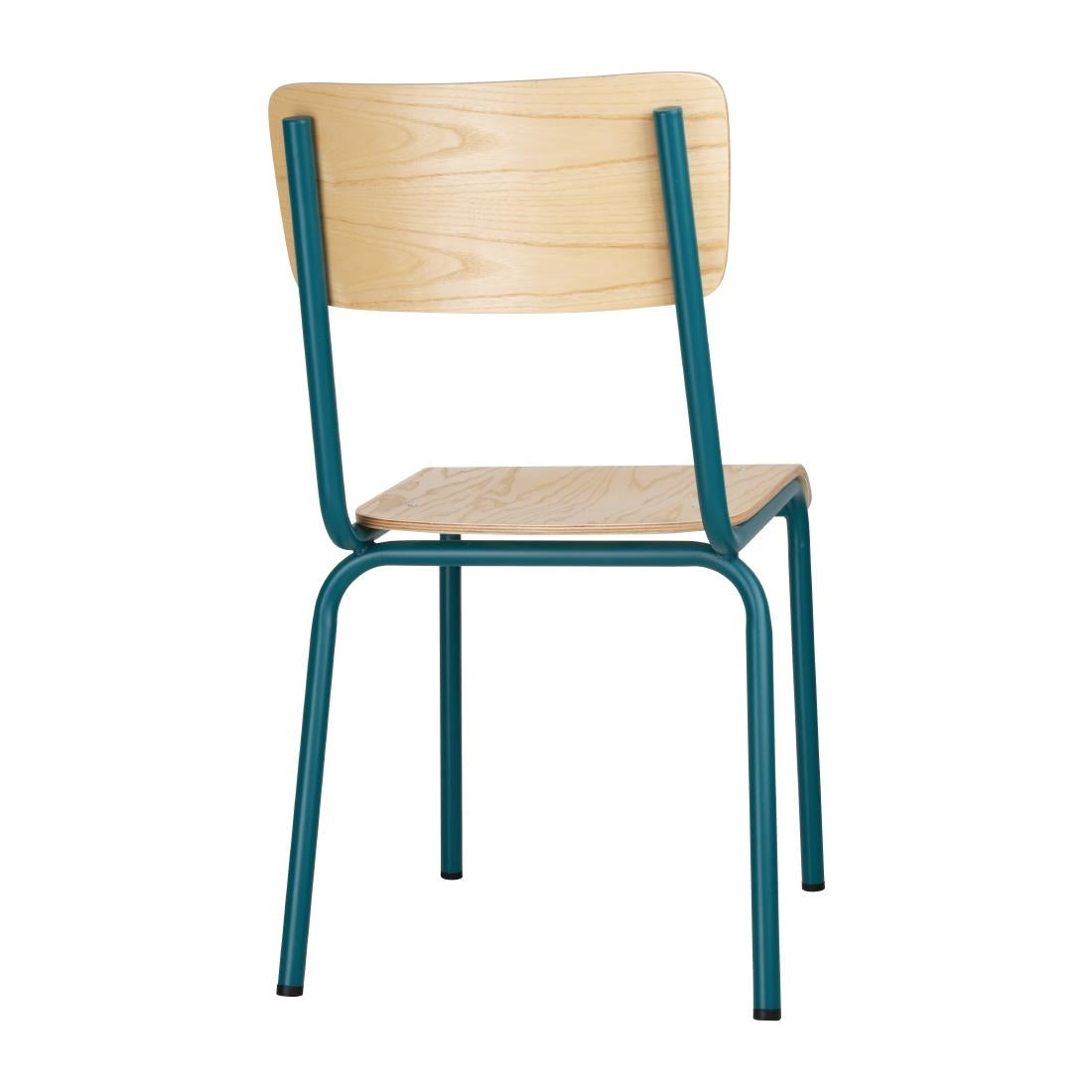 Bolero Cantina Side Chairs with Wooden Seat & Backrest Teal (4 Pack)