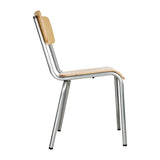 Bolero Cantina Side Chairs with Wooden Seat & Backrest Galvanised (4 Pack)