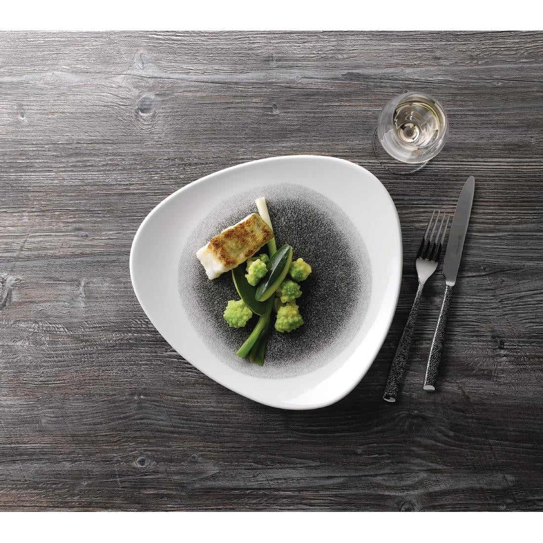 Churchill Studio Prints Raku Triangle Plates Quartz Black 265mm (12 Pack)