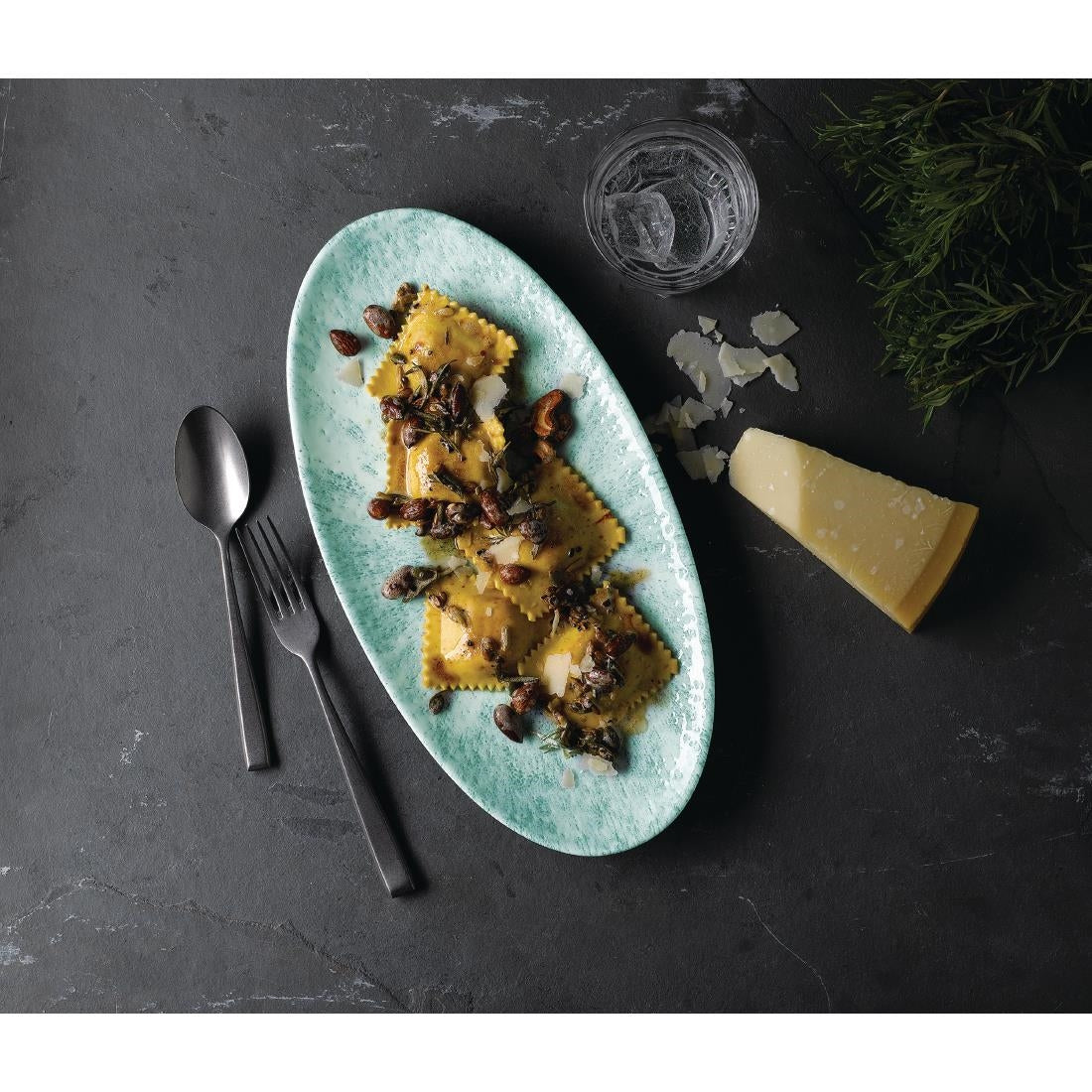 Churchill Studio Prints Stone Chefs Plates Aquamarine 299 x 150mm (12 Pack)