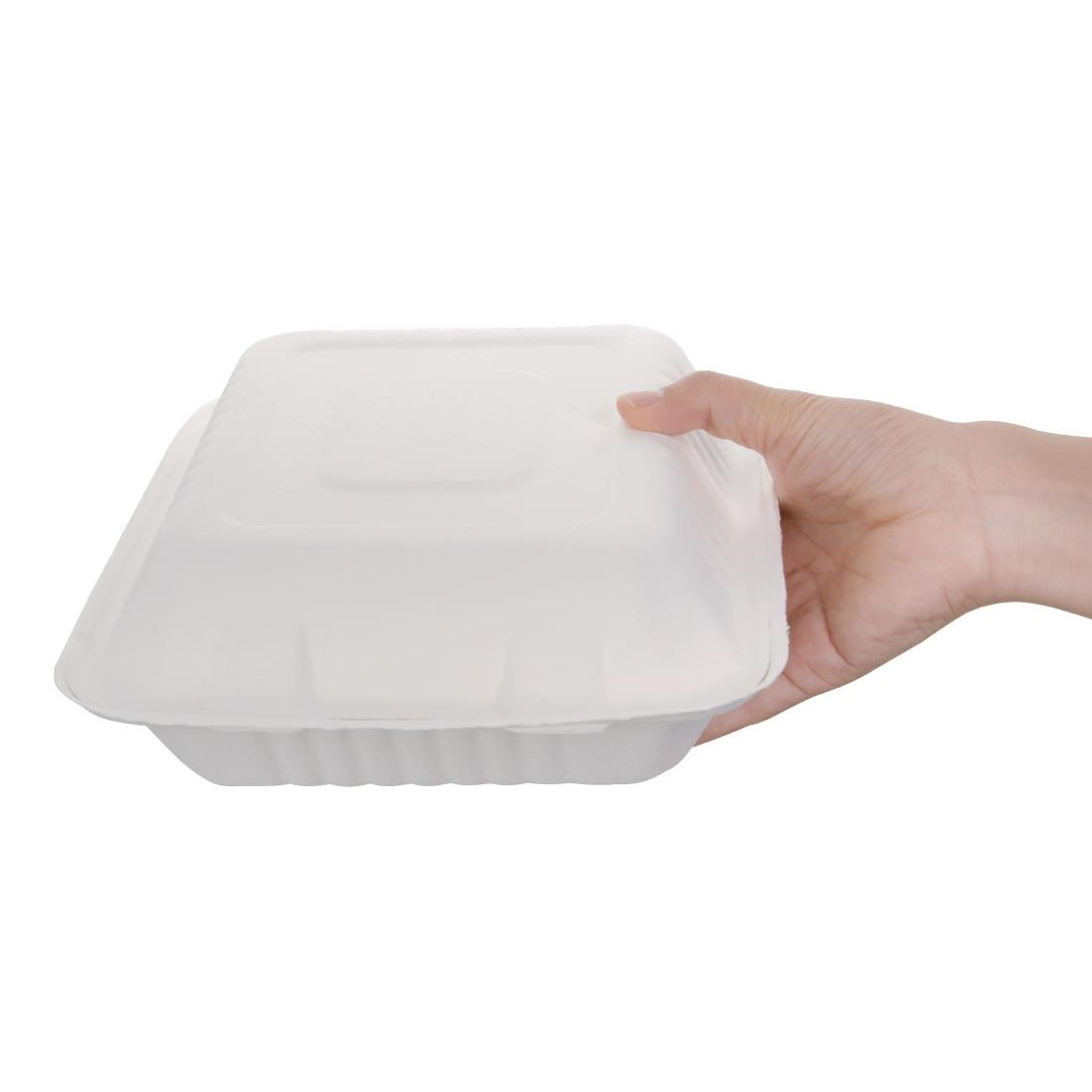 Fiesta Compostable Bagasse Hinged Food Containers 223mm (200 Pack)