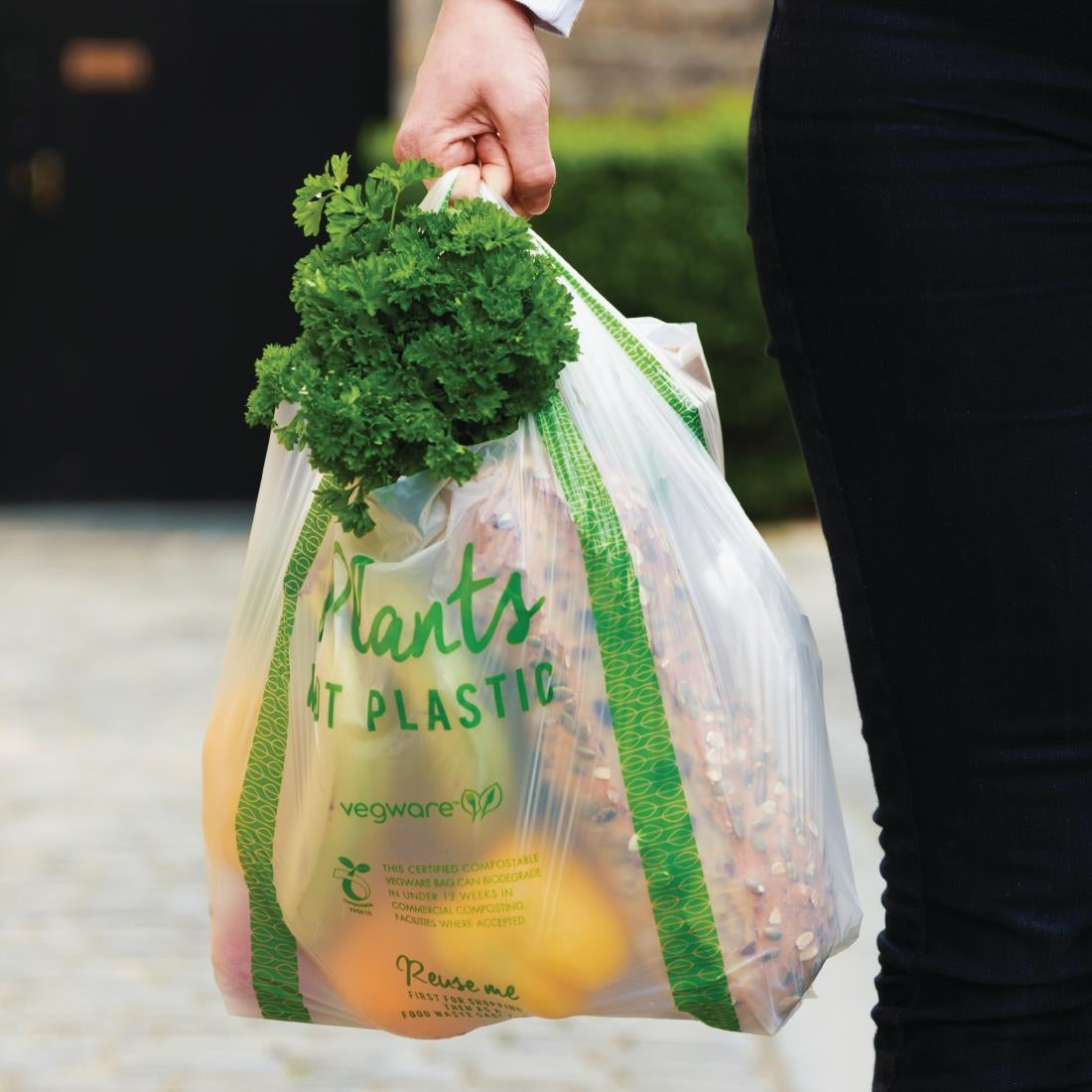 Vegware Compostable PLA Carrier Bags Medium (500 Pack)