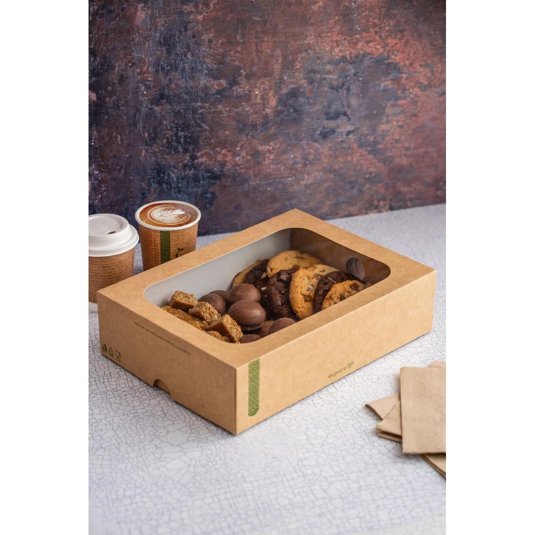 Vegware Compostable Sandwich Platters Box with Insert and Lid (50 Pack)