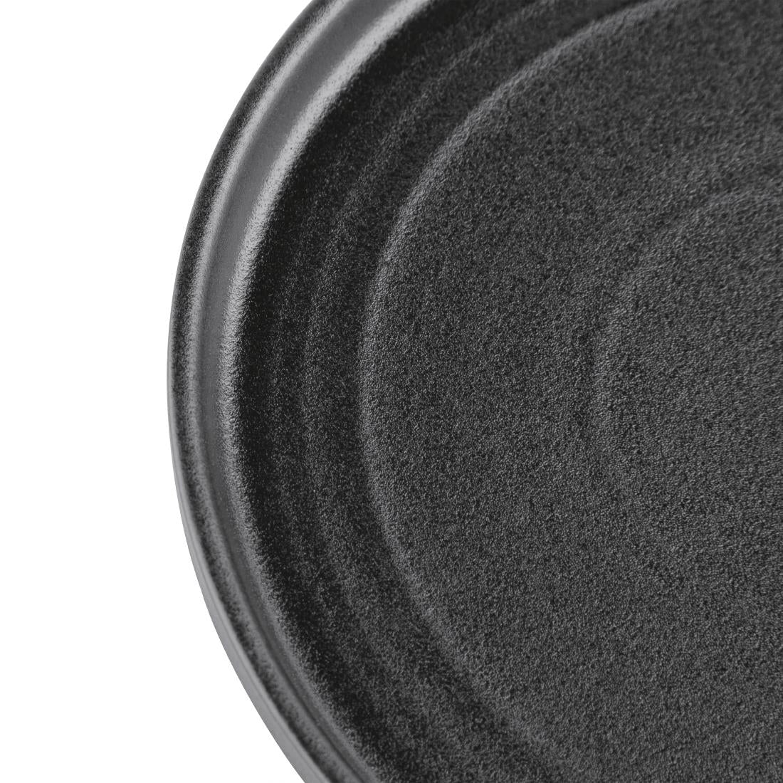 Olympia Cavolo Flat Round Plates Textured Black 270mm (4 pack)