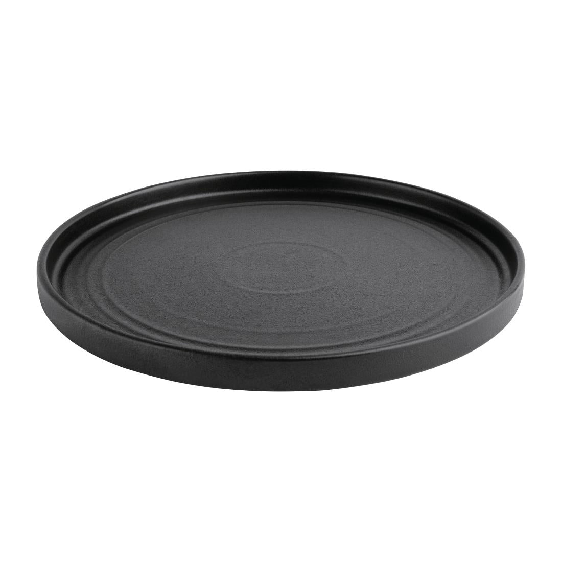 Olympia Cavolo Flat Round Plates Textured Black 270mm (4 pack)