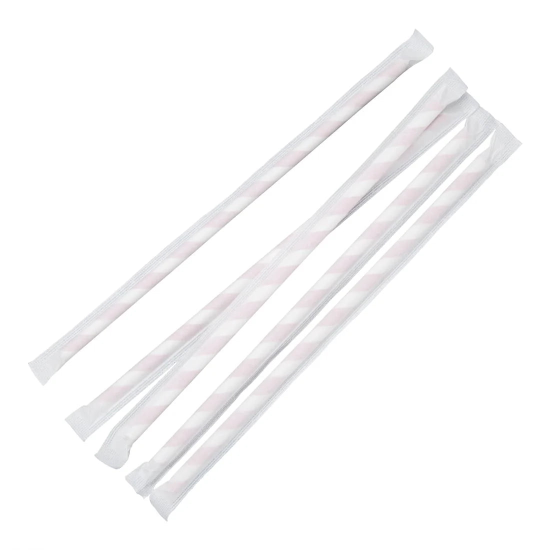 Fiesta Compostable Individually Wrapped Paper Straws Red Stripes (250 Pack)