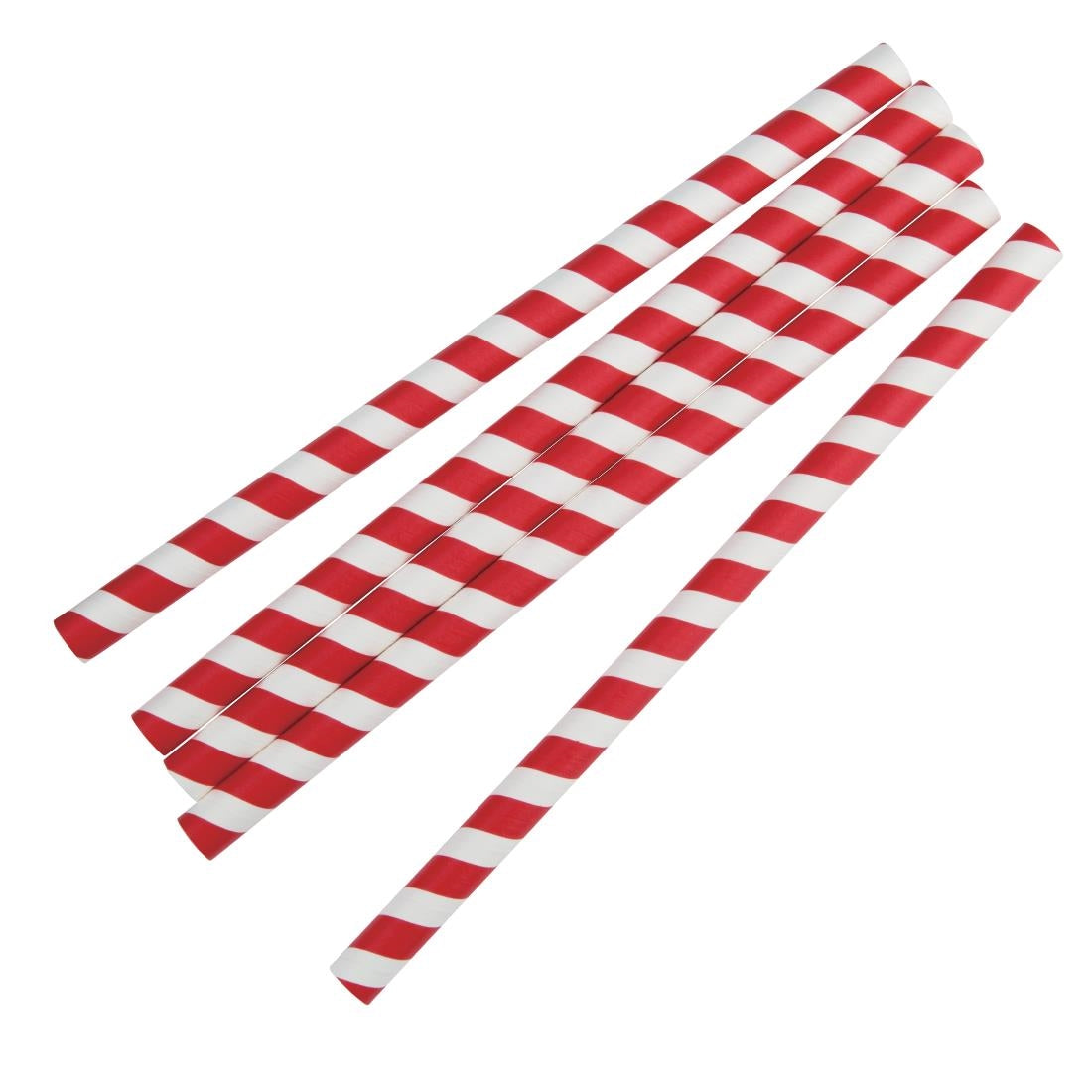 Fiesta Compostable Individually Wrapped Paper Smoothie Straws Red Stripes (250 Pack)