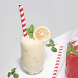 Fiesta Compostable Individually Wrapped Paper Smoothie Straws Red Stripes (250 Pack)