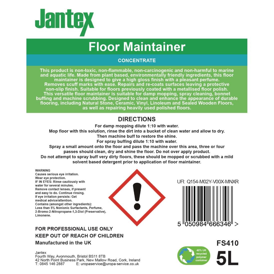 Jantex Green Floor Maintainer Concentrate 5Ltr