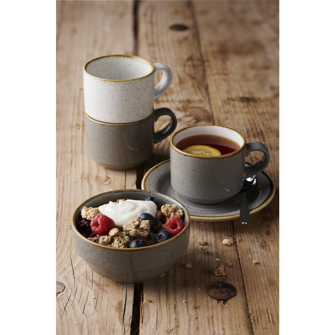 Churchill Stonecast Profile Stacking Bowl Grey 358ml (6 Pack)