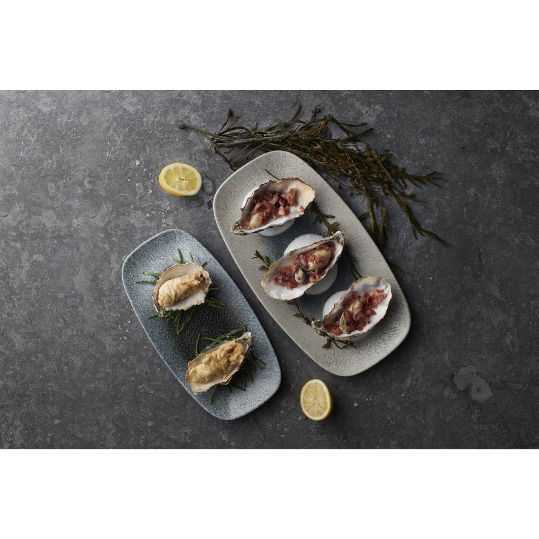 Churchill Raku Duo Chefs Oblong Plates Topaz Quartz 287x152mm (12 Pack)