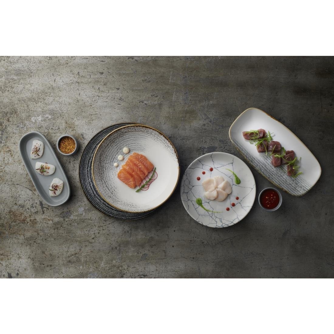 Churchill Studio Prints Homespun Accents Jasper Chefs Oblong Plates Grey 287x152mm (12 Pack)