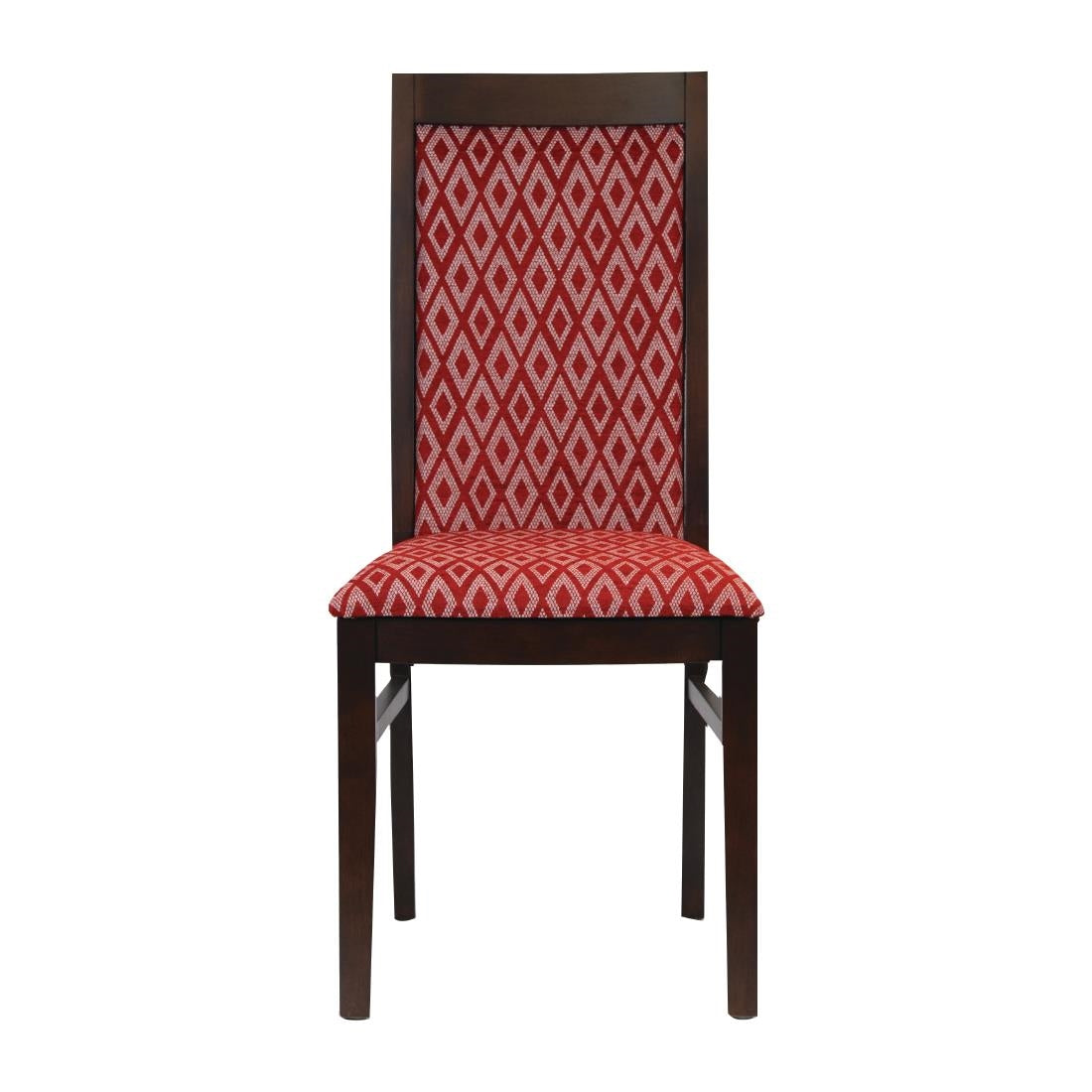 Brooklyn Walnut Dining Chair with Red Padded Seat and Back (Pack of 2)