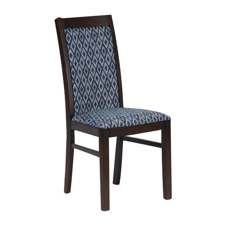 Brooklyn Padded Back Dark Walnut Dining Chair with Blue Diamond Padded Seat and Back (Pack of 2)