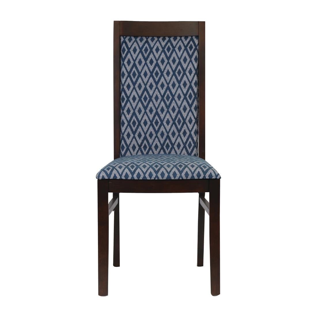 Brooklyn Padded Back Dark Walnut Dining Chair with Blue Diamond Padded Seat and Back (Pack of 2)