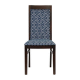 Brooklyn Padded Back Dark Walnut Dining Chair with Blue Diamond Padded Seat and Back (Pack of 2)