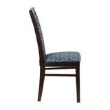Brooklyn Padded Back Dark Walnut Dining Chair with Blue Diamond Padded Seat and Back (Pack of 2)