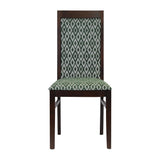Brooklyn Walnut Dining Chair with Green Padded Seat and Back (2 Pack)