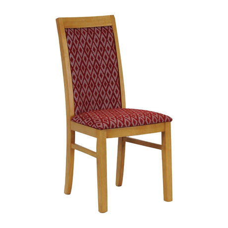 Brooklyn Padded Back Soft Oak Dining Chair with Red Diamond Padded Seat and Back (2 Pack)