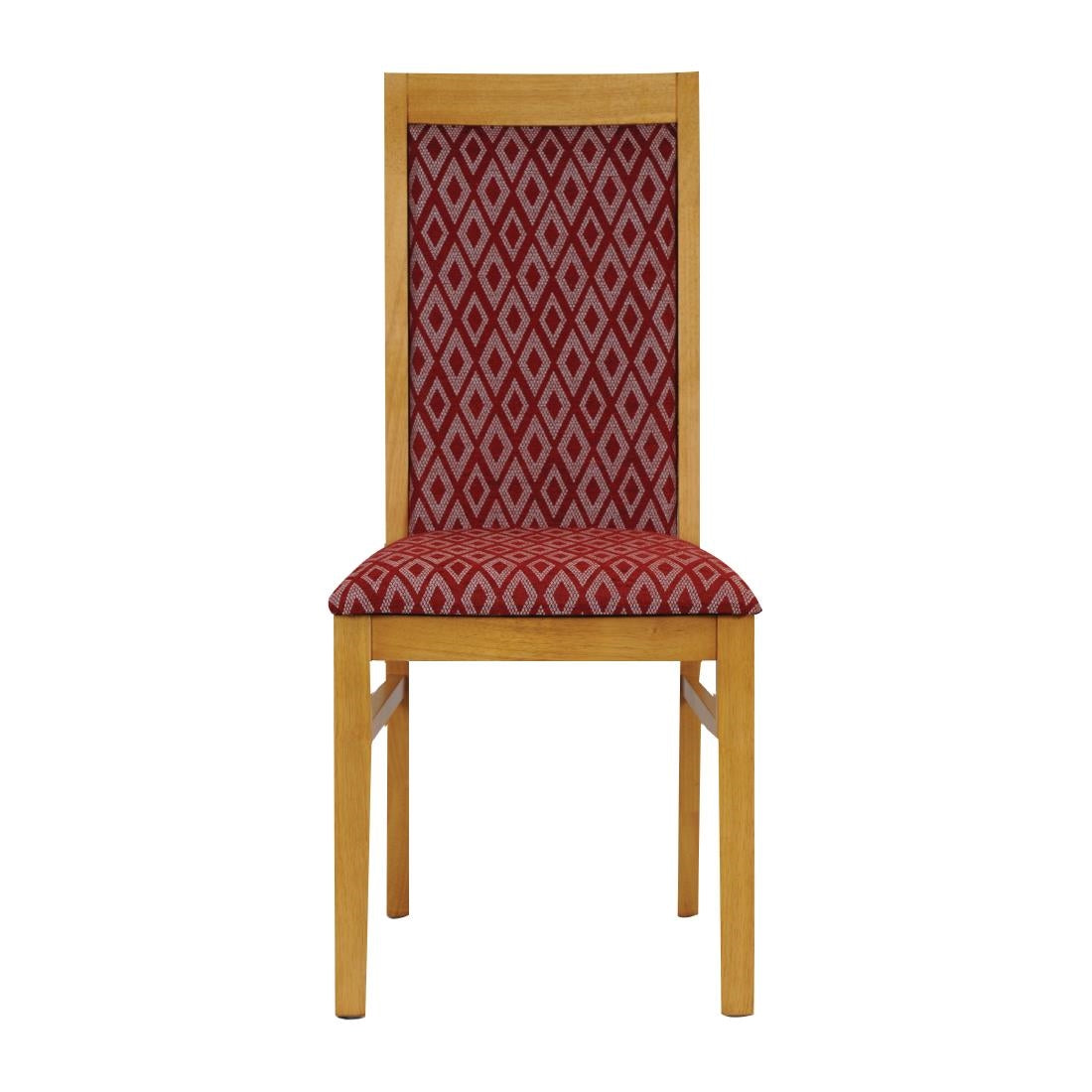 Brooklyn Padded Back Soft Oak Dining Chair with Red Diamond Padded Seat and Back (2 Pack)