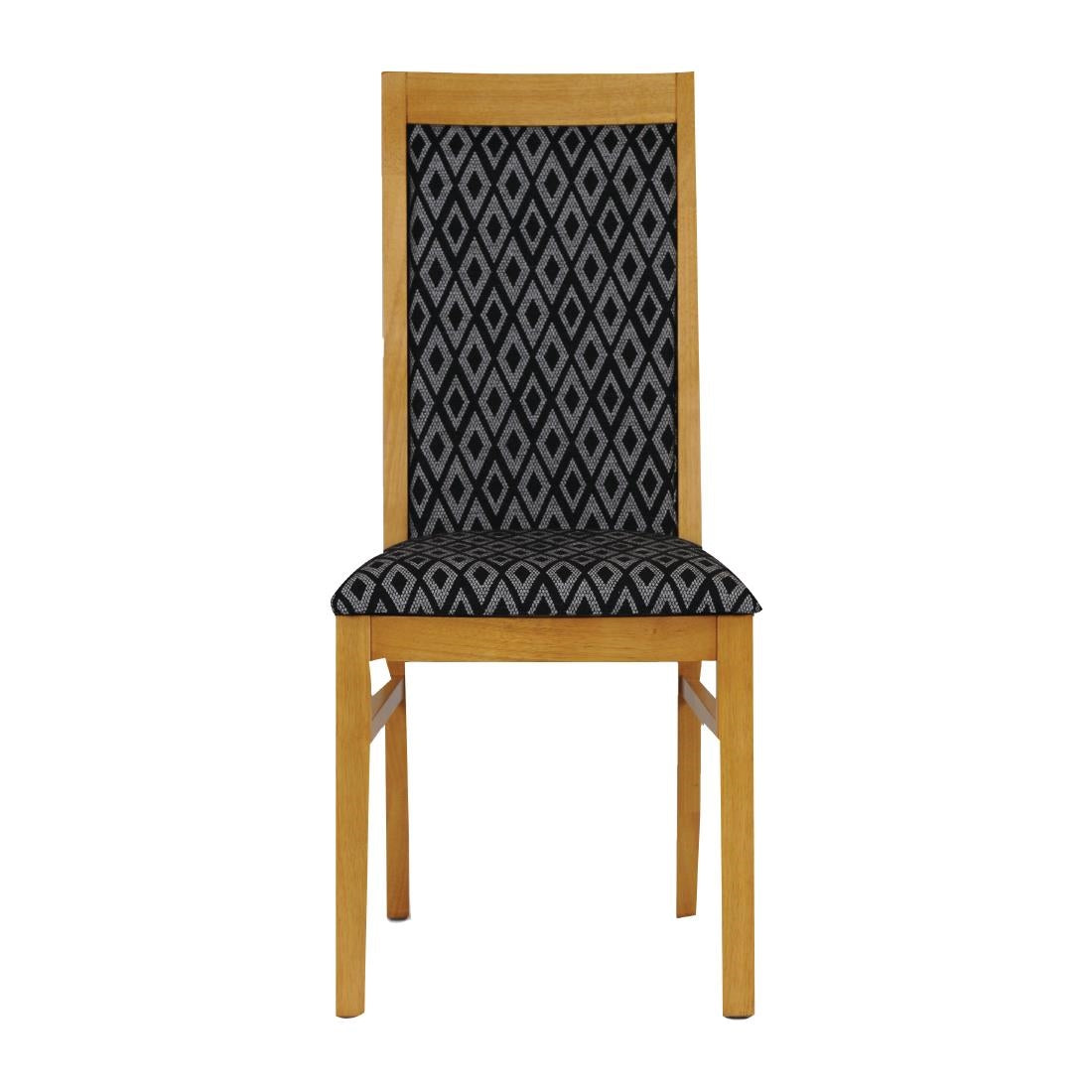 Brooklyn Oak Dining Chair with Black Padded Seat and Back (2 Pack)