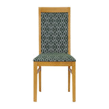 Brooklyn Padded Back Soft Oak Dining Chair with Green Diamond Padded Seat and Back (2 Pack)