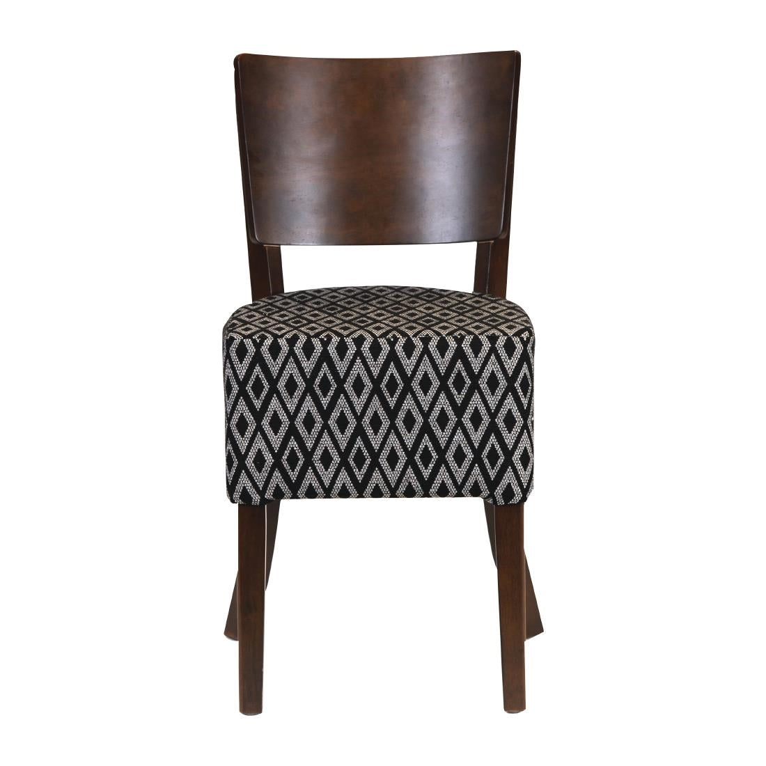 Asti Padded Dark Walnut Dining Chair with Black Diamond Deep Padded Seat and Back (2 Pack)
