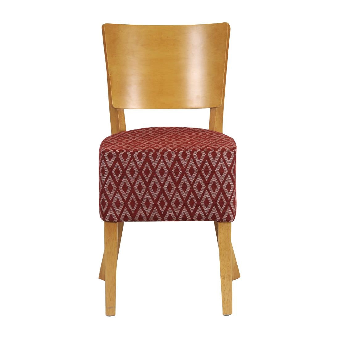 Asti Padded Soft Oak Dining Chair with Red Diamond Deep Padded Seat and Back (2 Pack)