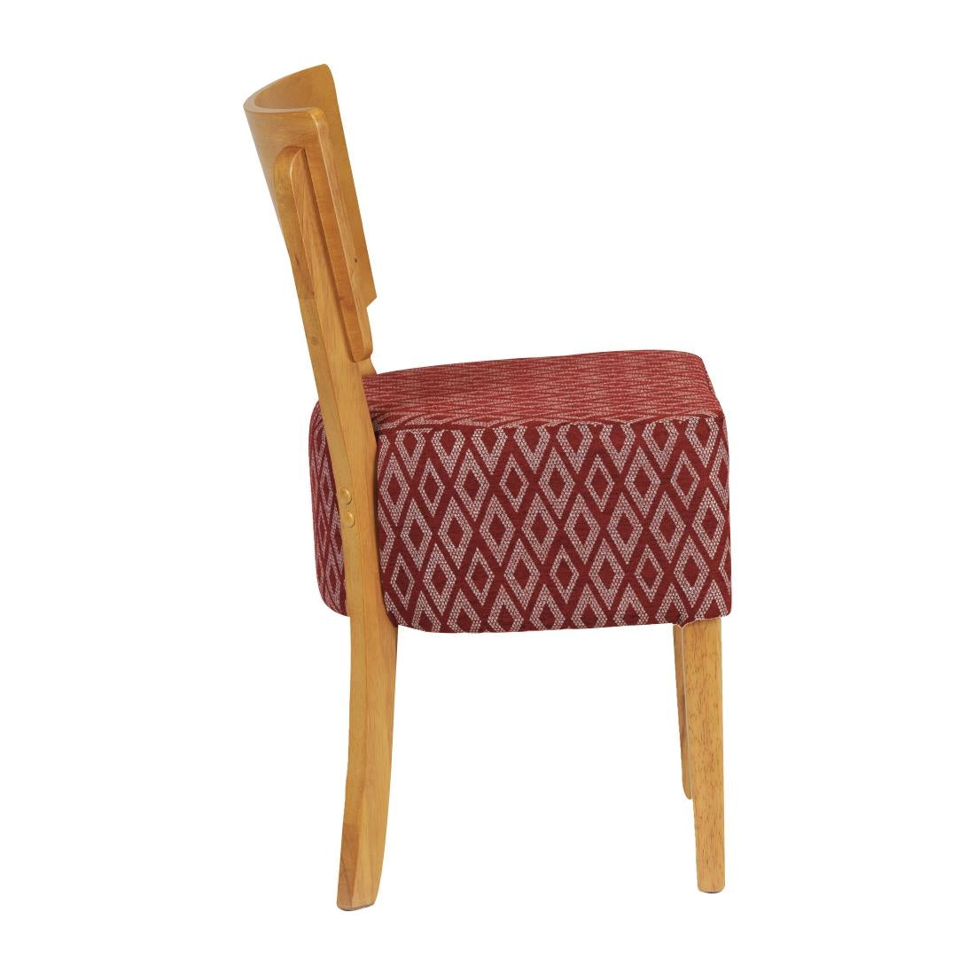 Asti Padded Soft Oak Dining Chair with Red Diamond Deep Padded Seat and Back (2 Pack)