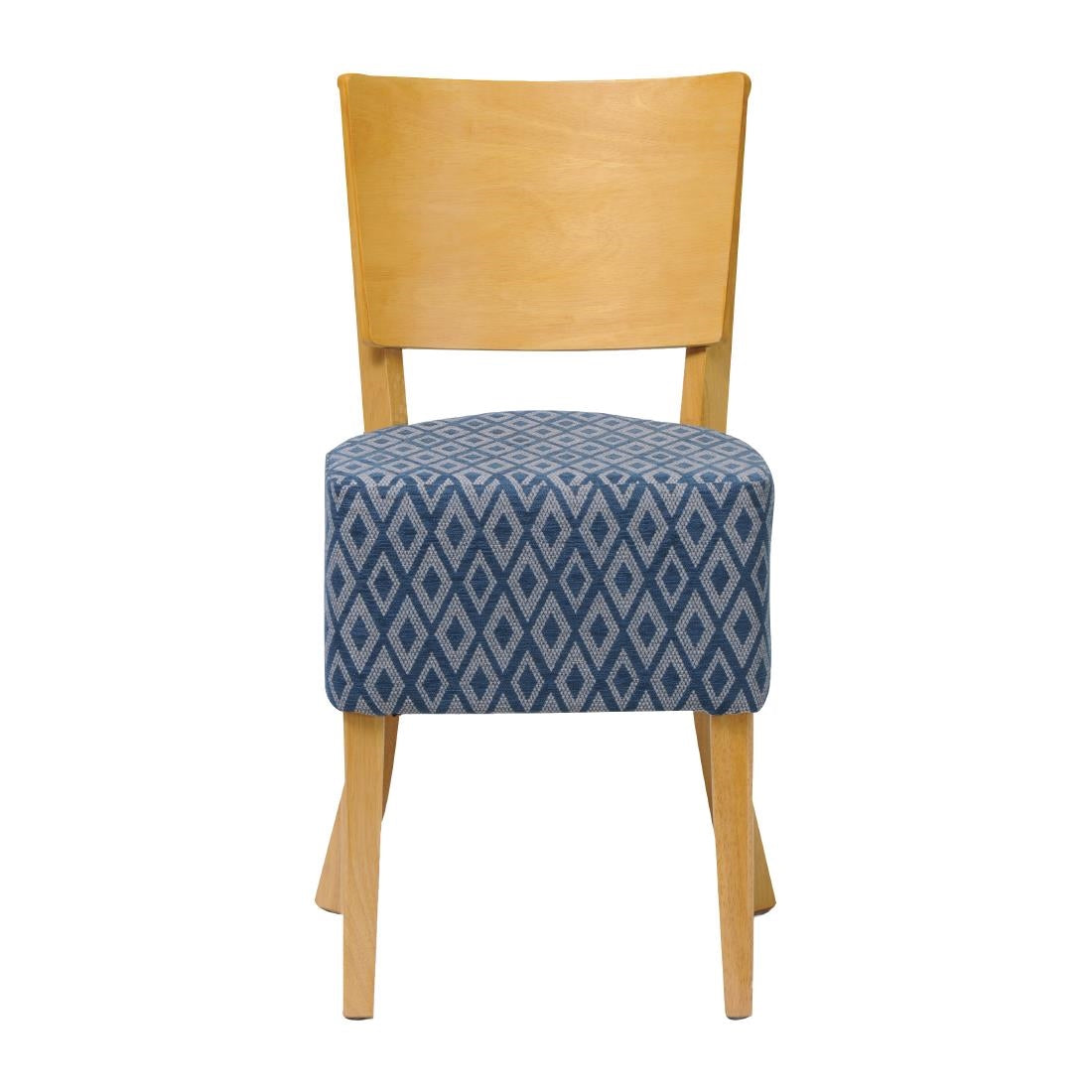 Asti Padded Soft Oak Dining Chair with Blue Diamond Deep Padded Seat and Back (2 Pack)