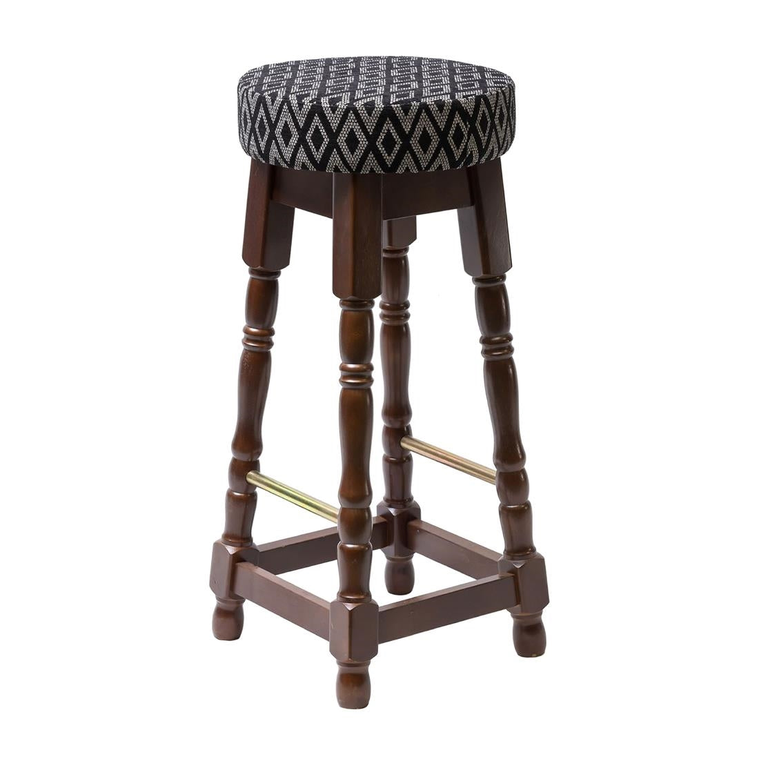 Classic Dark Wood High Bar Stool with Black Diamond Seat (2 Pack)