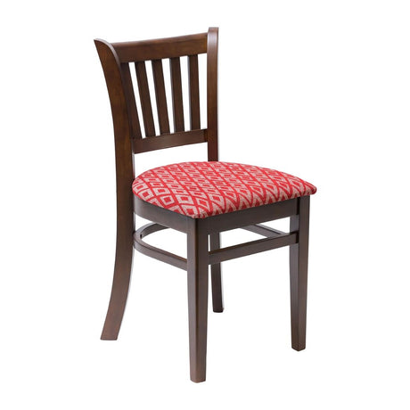 Manhattan Dark Walnut Dining Chair with Red Diamond Padded Seat (2 Pack)