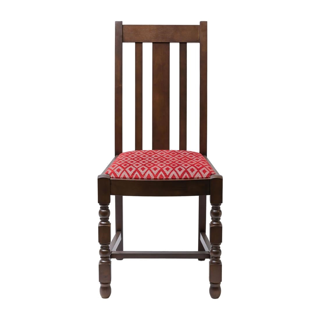 Mayfair Dark Wood High Back Dining Chair with Red Padded Seat (2 Pack)