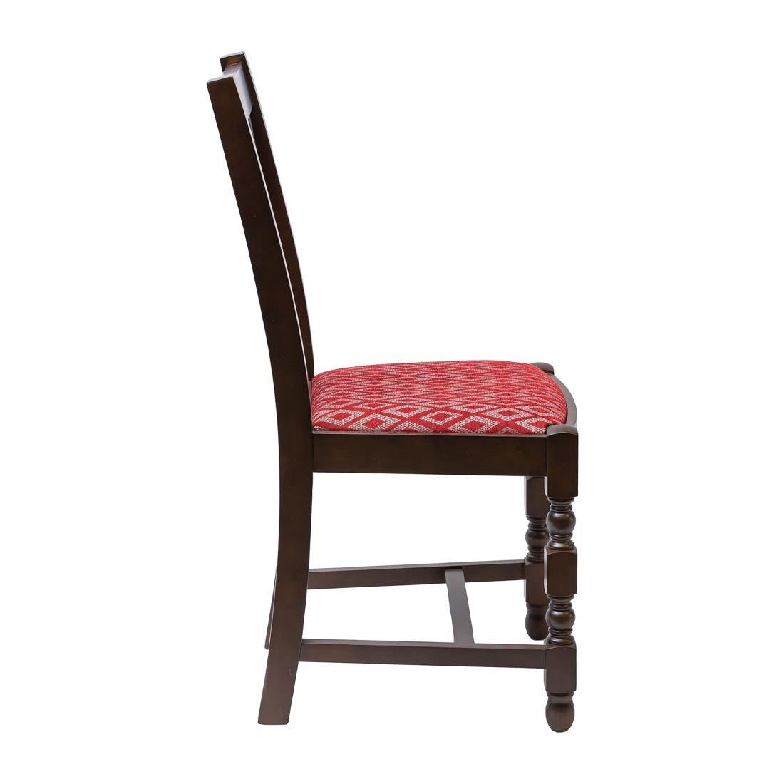 Mayfair Dark Wood High Back Dining Chair with Red Padded Seat (2 Pack)