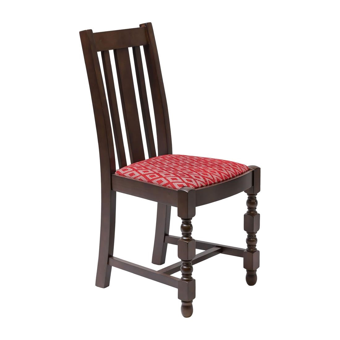 Mayfair Dark Wood High Back Dining Chair with Red Padded Seat (2 Pack)