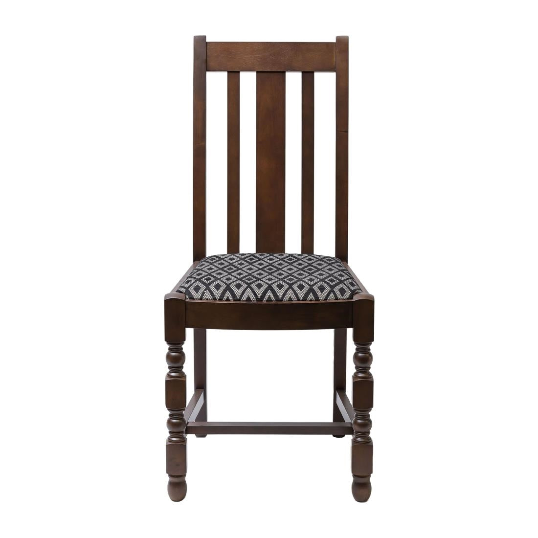 Mayfair Dark Wood High Back Dining Chair with Black Diamond Padded Seat (Pack of 2)