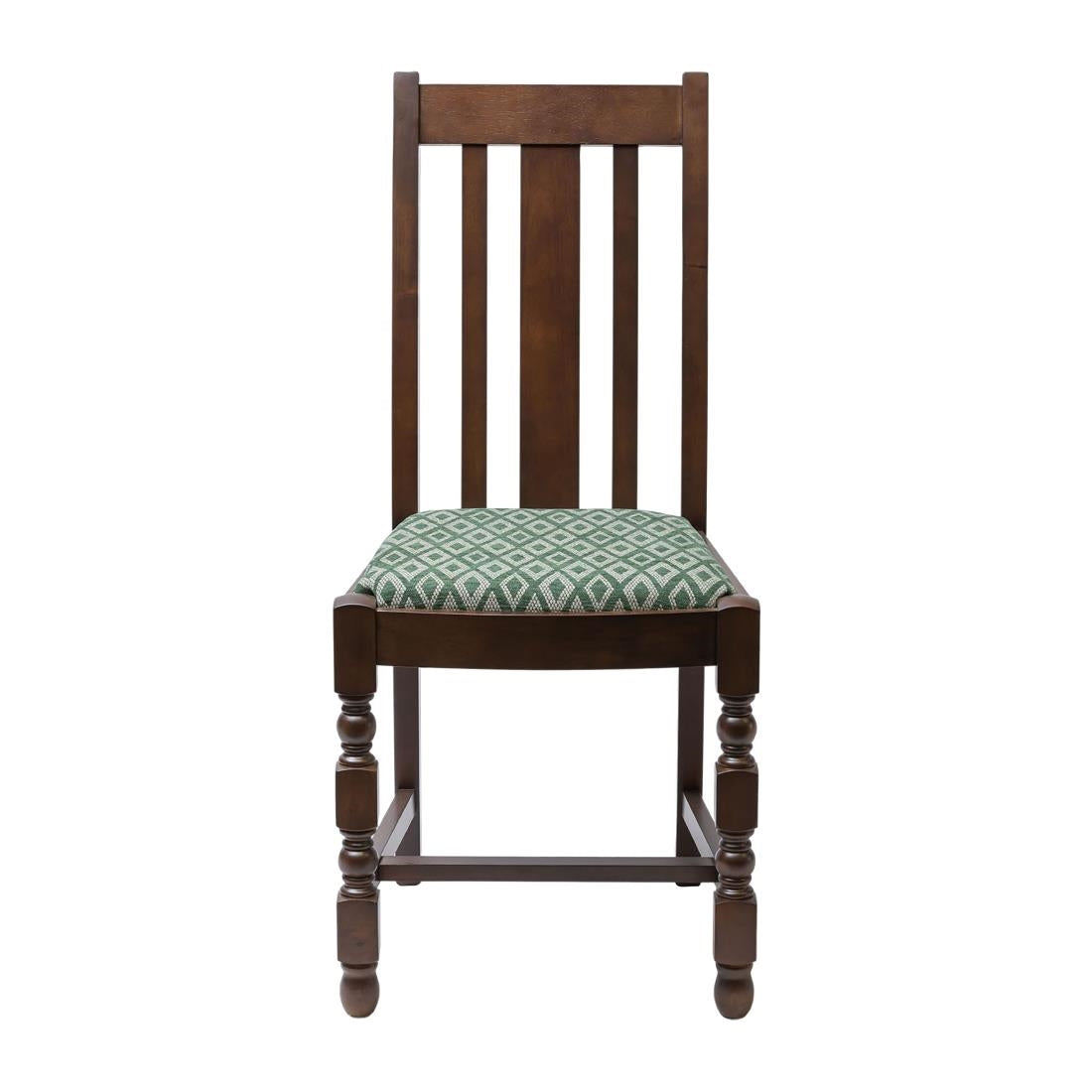 Mayfair Dark Wood Dining Chairs with Green Diamond Padded Seat (2 Pack)