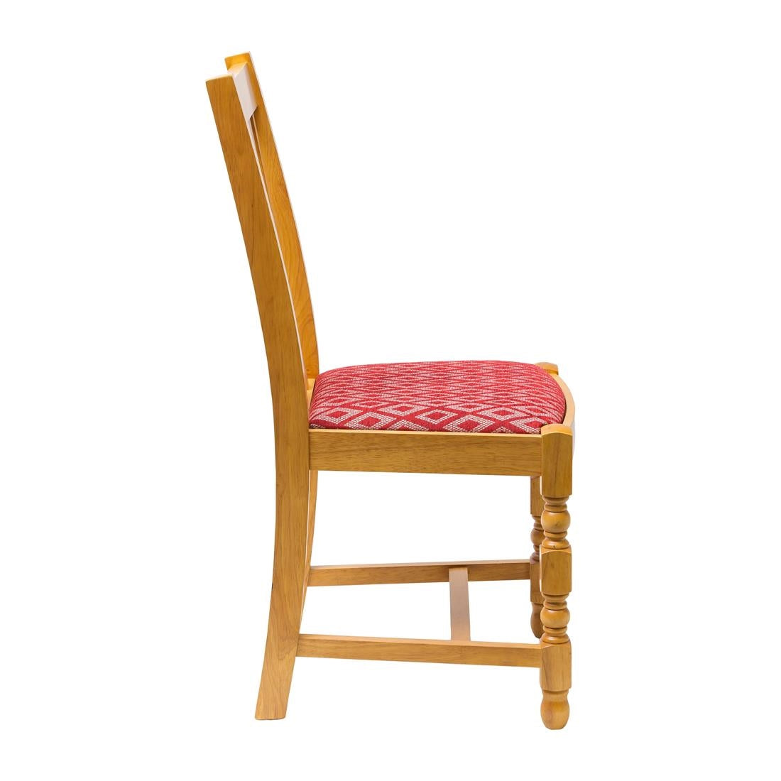 Mayfair Oak High Back Dining Chair with Red Padded Seat (2 Pack)