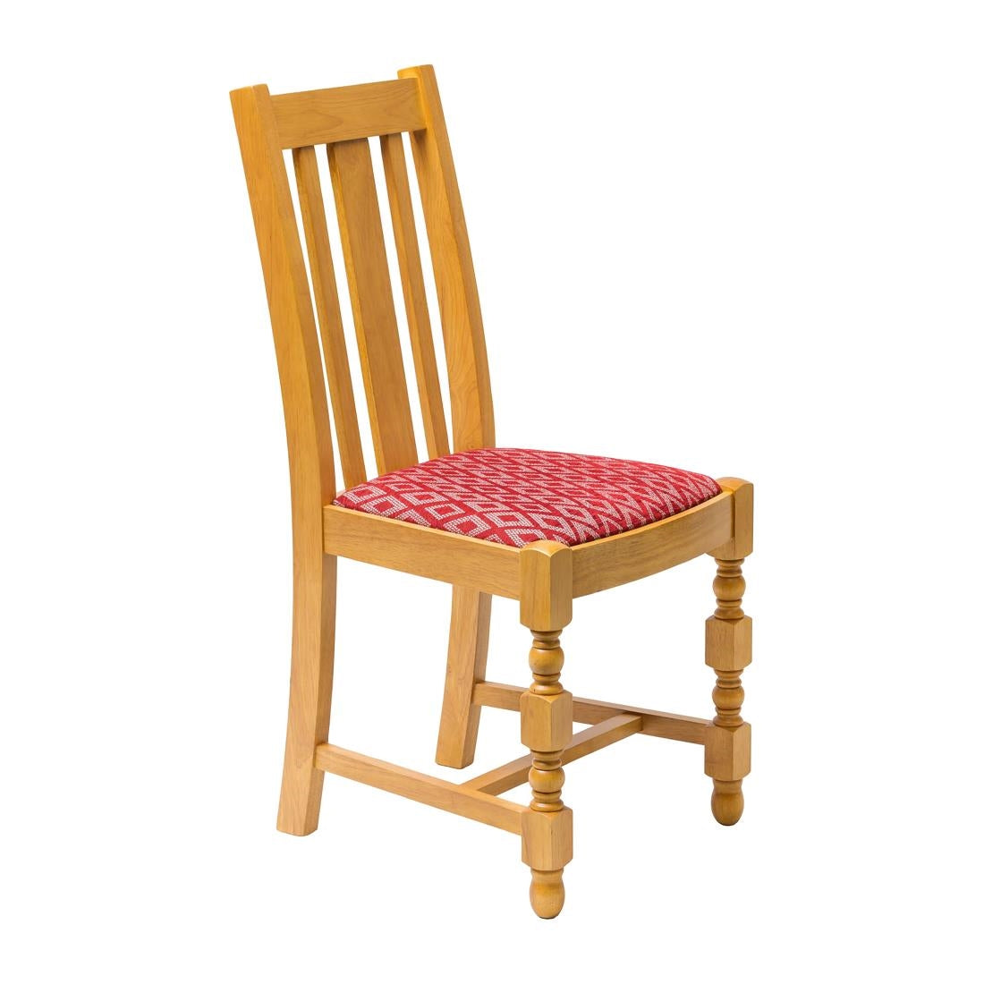 Mayfair Oak High Back Dining Chair with Red Padded Seat (2 Pack)