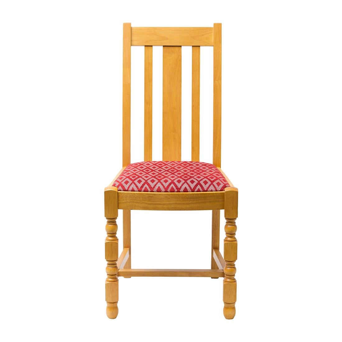 Mayfair Oak High Back Dining Chair with Red Padded Seat (2 Pack)
