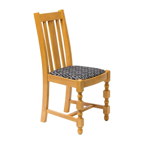 Mayfair Oak High Back Dining Chair with Black Padded Seat (2 Pack)