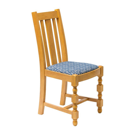 Mayfair Soft Oak High Back Dining Chair with Blue Diamond Padded Seat (Pack of 2)