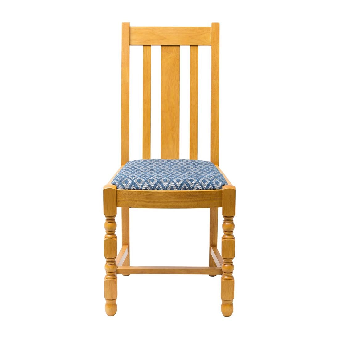 Mayfair Soft Oak High Back Dining Chair with Blue Diamond Padded Seat (Pack of 2)