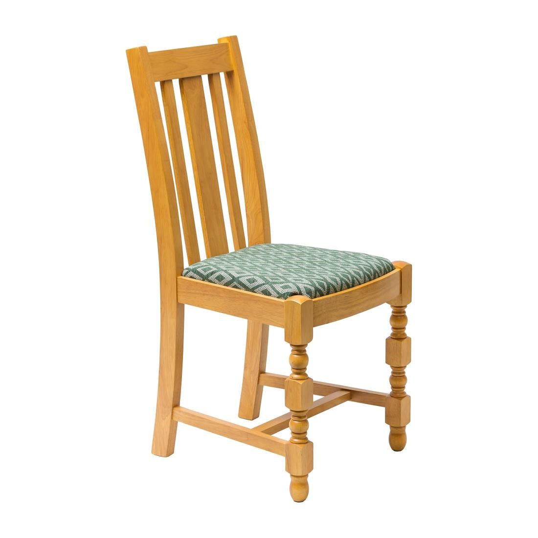 Mayfair Oak High Back Dining Chair with Green Padded Seat (2 Pack)
