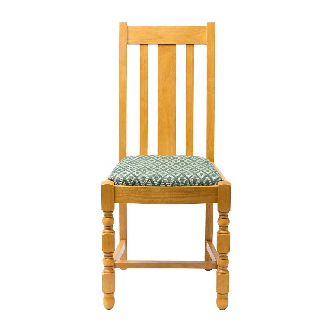 Mayfair Oak High Back Dining Chair with Green Padded Seat (2 Pack)