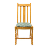 Mayfair Oak High Back Dining Chair with Green Padded Seat (2 Pack)