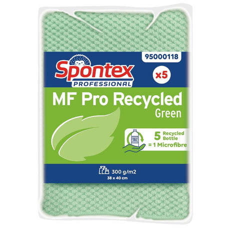 Spontex MF Pro Recycled Microfibre Cloth Green (5 Pack)