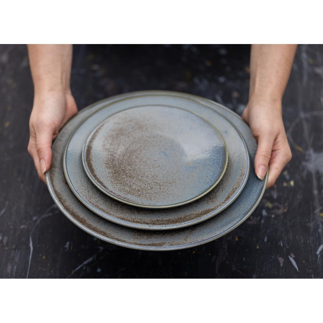 Olympia Ember Blue Coupe Plates 275mm (4 pack)